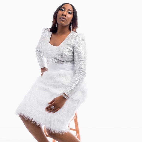 white sequin suit
